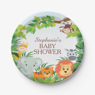 Prato De Papel Chá de fraldas bonito da selva do safari 7" placa
