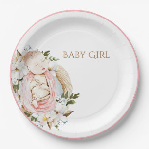 Prato De Papel Chá de fraldas bonito Rosa Floral Baby Girl