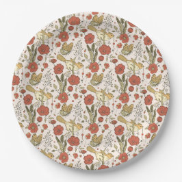 Prato De Papel Chá de fraldas | Borboletas e flores poéticas