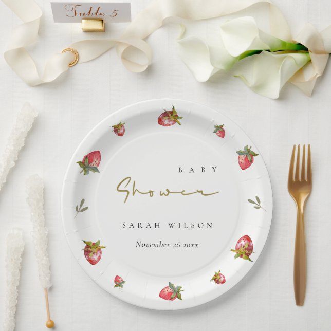 Prato De Papel Chá de fraldas Botânico de Leafia de Morango Verme (Casamento)