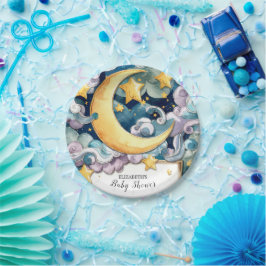 Prato De Papel Chá de fraldas Celestial de Pastel Personalizado