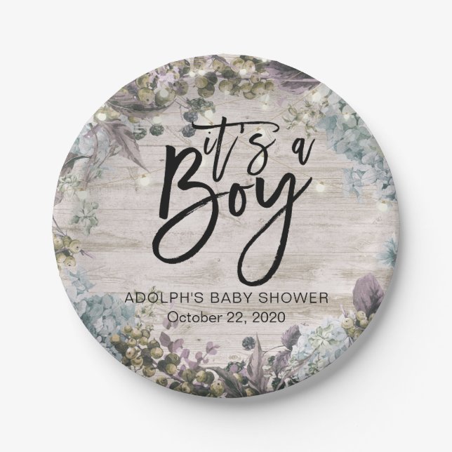 Prato De Papel Chá de fraldas Chic Floral String Luz Madeira Rúst (Frente)