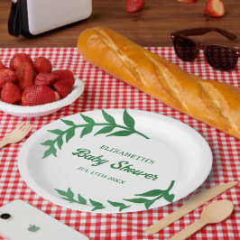 Prato De Papel Chá de fraldas Chic Greenery