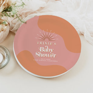 Prato De Papel CHÁ DE FRALDAS cor-de-rosa cor-de-laranja retrorad