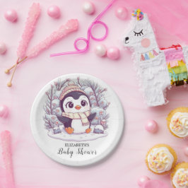 Prato De Papel Chá de fraldas Cute Penguin Floco de Neve