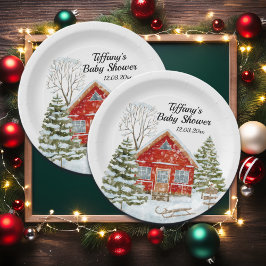 Prato De Papel Chá de fraldas da Casa Vermelha da Paisagem de Inv