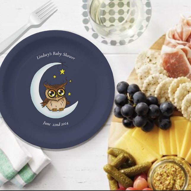 Prato De Papel Chá de fraldas das Estrelas de Coruja Azul (Criador carregado)