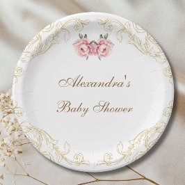 Prato De Papel Chá de fraldas das Flores de Vintage de Peony Roco