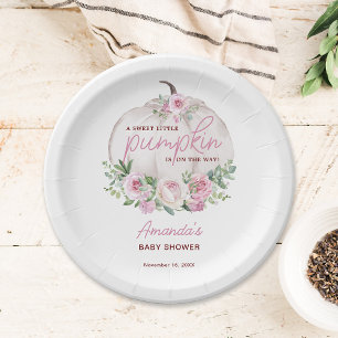 Prato De Papel Chá de fraldas de Abóbora Floral, Cor-de-Rosa,