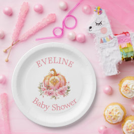 Prato De Papel Chá de fraldas de abóbora rosa e Dourado para o Di