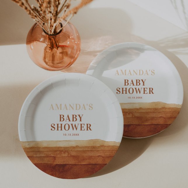 Prato De Papel Chá de fraldas de Abstrato Terracotta Boho (Criador carregado)