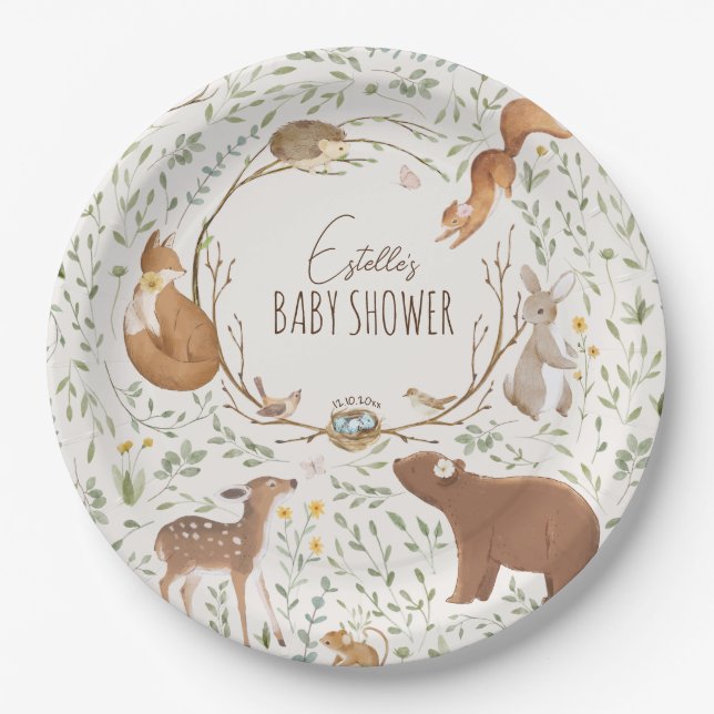 Prato De Papel Chá de fraldas de Amigos da Floresta de Animais da (Frente)
