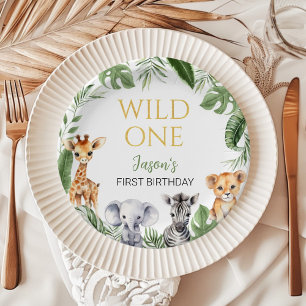 Prato De Papel Chá de fraldas de Aniversário de Animais Selvagens