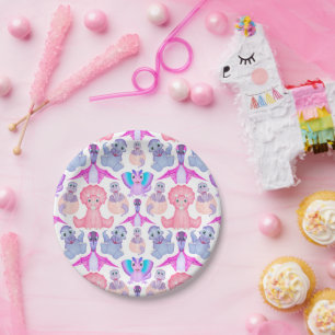 Prato De Papel Chá de fraldas de Aniversário do Dinossauro Cor-de