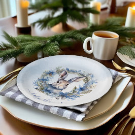 Prato De Papel Chá de fraldas de Aquarela de Inverno