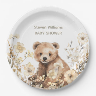 Prato De Papel Chá de fraldas de aquarela de urso bonito