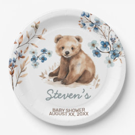 Prato De Papel Chá de fraldas de aquarela de urso bonito