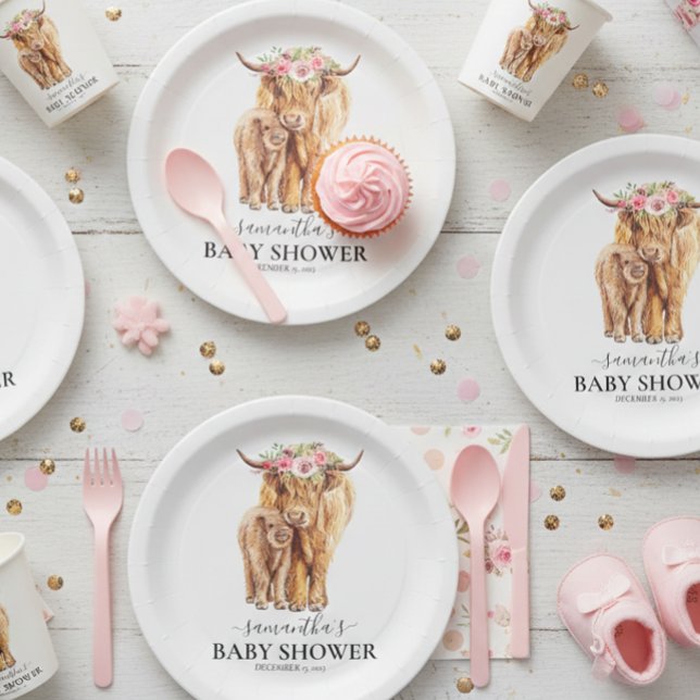 Prato De Papel Chá de fraldas de Aquarela de Vaca Highland Calf (Criador carregado)