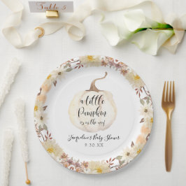 Prato De Papel Chá de fraldas De Aquarela Floral Pequeno Pumpkin