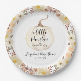 Prato De Papel Chá de fraldas De Aquarela Floral Pequeno Pumpkin