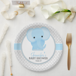Prato De Papel Chá de fraldas de Baby Elephant (azul)