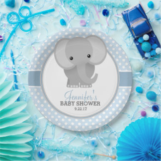 Prato De Papel Chá de fraldas de Baby Elephant (azul)
