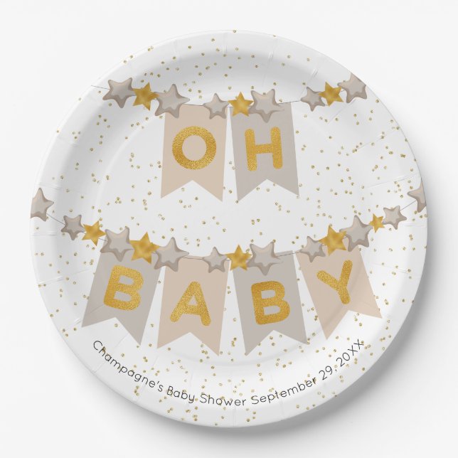 Prato De Papel Chá de fraldas de Bandeiras de Bunting Baby Boho (Frente)
