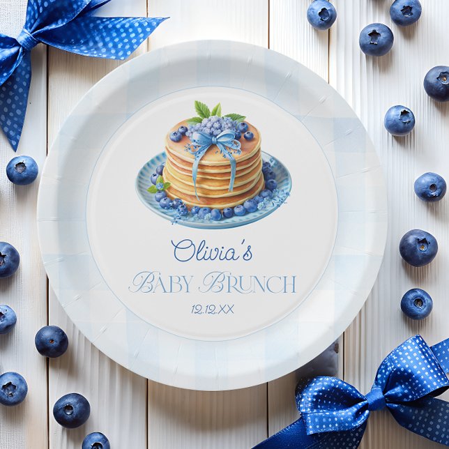 Prato De Papel Chá de fraldas de Blueberry Pancake Baby Brunch (Criador carregado)