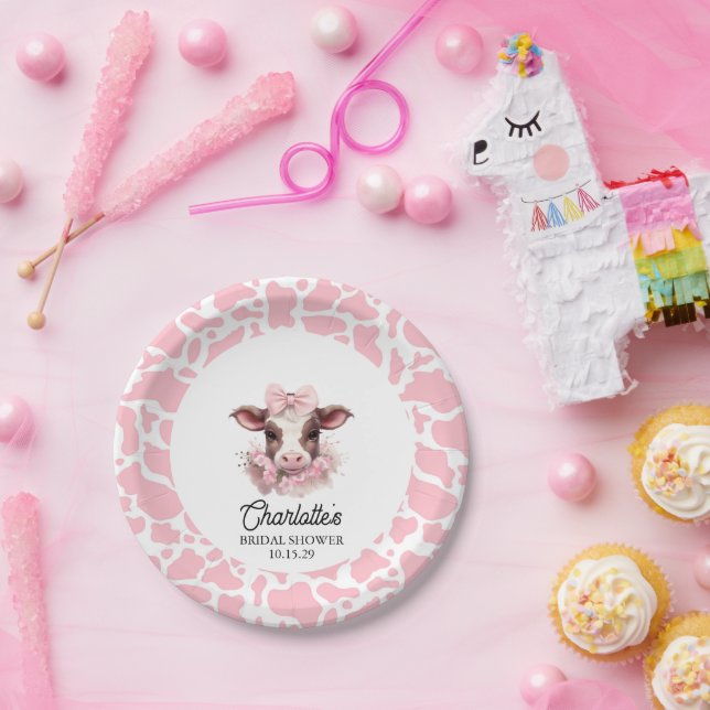 Prato De Papel Chá de fraldas de Boho Rosa Santa (Festa)