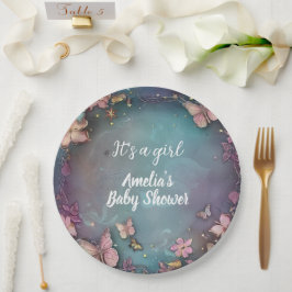 Prato De Papel Chá de fraldas de borboleta Roxo