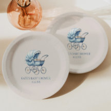 Chá de fraldas de Carruagem do Elegante Blue Vinta