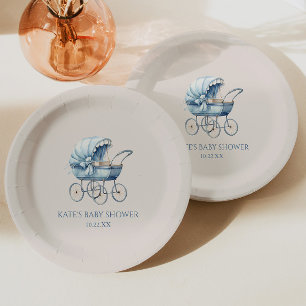 Prato De Papel Chá de fraldas de Carruagem do Elegante Blue Vinta