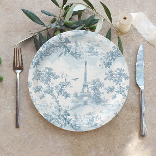 Prato De Papel Chá de fraldas de colheita Toile de Jouy Parisiens