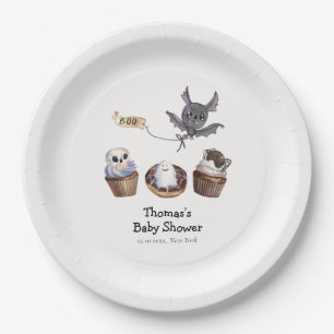 Prato De Papel Chá de fraldas de cupcake de Boo Halloween