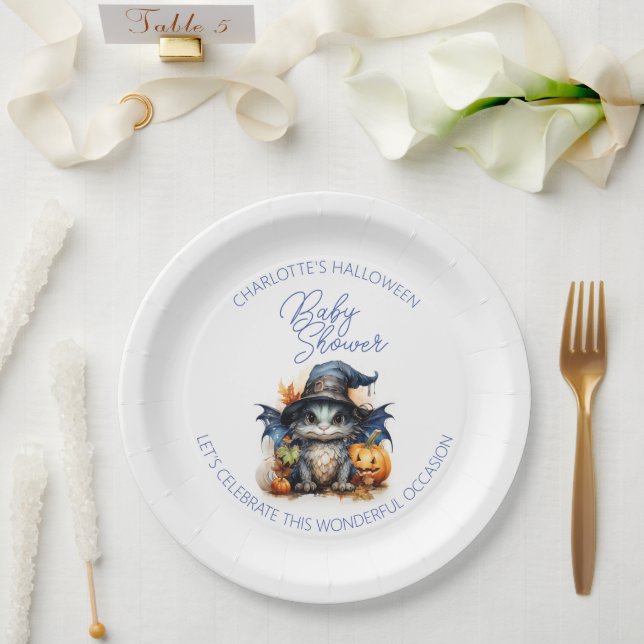 Prato De Papel Chá de fraldas de Dia das Bruxas do Dragão Bebê de (Casamento)