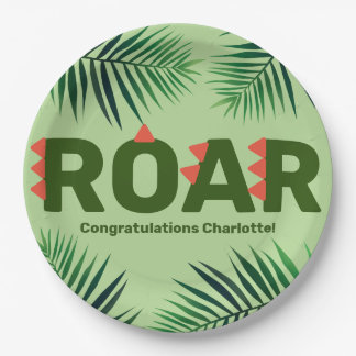 Prato De Papel Chá de fraldas de Dinossaur Roar Jungle Ferns