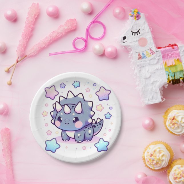 Prato De Papel Chá de fraldas De Dinossauro Encantado Mítico (Festa)