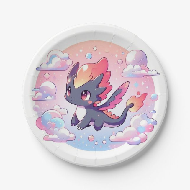 Prato De Papel Chá de fraldas de Dragão de Fairytale Adorável (Frente)