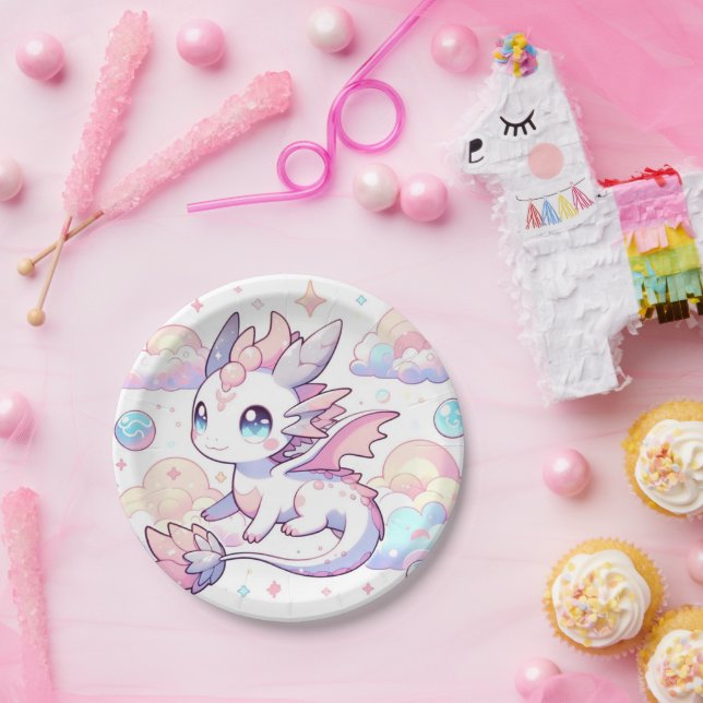 Prato De Papel Chá de fraldas de dragão doce (Festa)