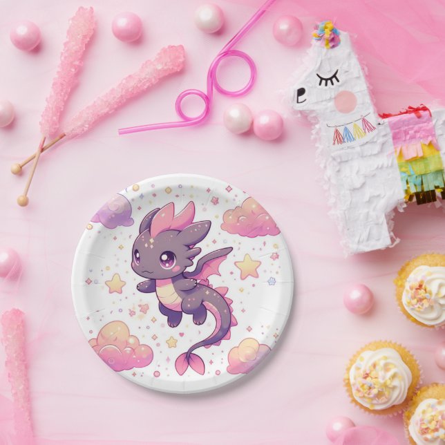 Prato De Papel Chá de fraldas de dragão doce (Festa)