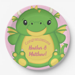 Prato De Papel Chá de fraldas de dragão rosa