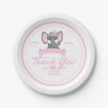 Chá de fraldas de elefante fofo floral rosa person