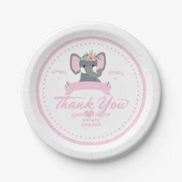 Prato De Papel Chá de fraldas de elefante fofo floral rosa person