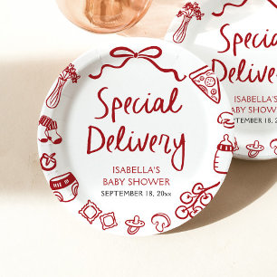 Prato De Papel Chá de fraldas de entrega especial desenhado à mão