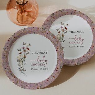 Prato De Papel Chá de fraldas de flor selvagem rosa