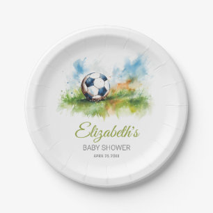 Prato De Papel Chá de fraldas De Futebol De Aquarela
