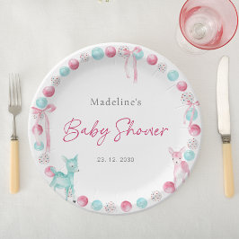 Prato De Papel Chá de fraldas de Garota Azul Rosa de Natal Bonito