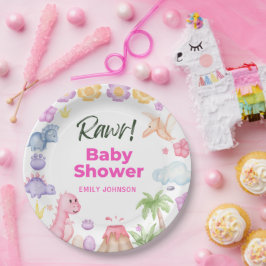 Prato De Papel Chá de fraldas de Garota dos Dinossauros