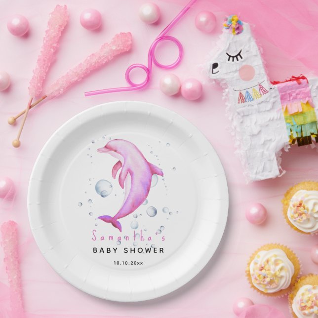 Prato De Papel Chá de fraldas de golfinhos do oceano aquoso (Festa)