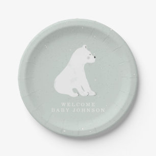 Prato De Papel Chá de fraldas de inverno azul do Baby Polar Bear